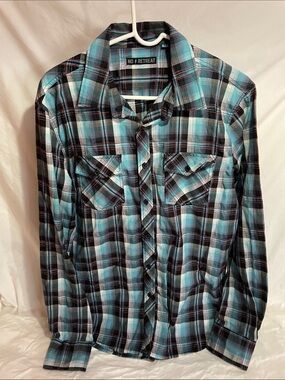 No Retreat Men's Teal Plaid Button-Down Shirt
